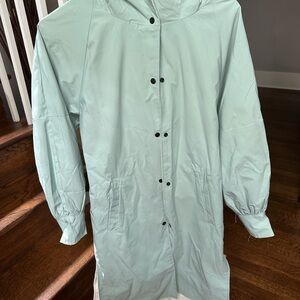 Mint Green Hooded Raincoat